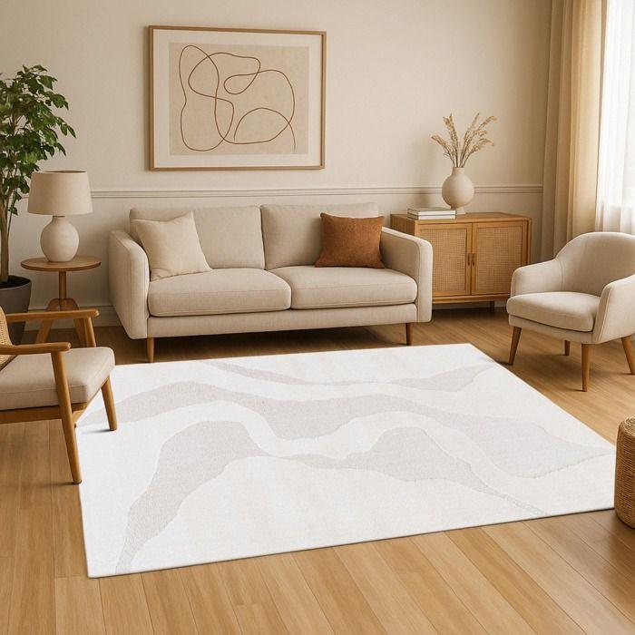Tapis à reliefs doux à relief géométrique blanc 160x230
