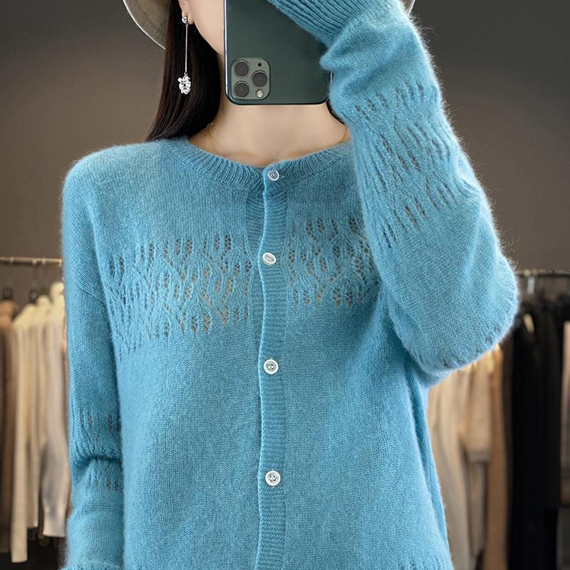 QingHe Cashmere Women's 30% Cashmere Cardigan - Soft & Warm Wool Blend Sweater