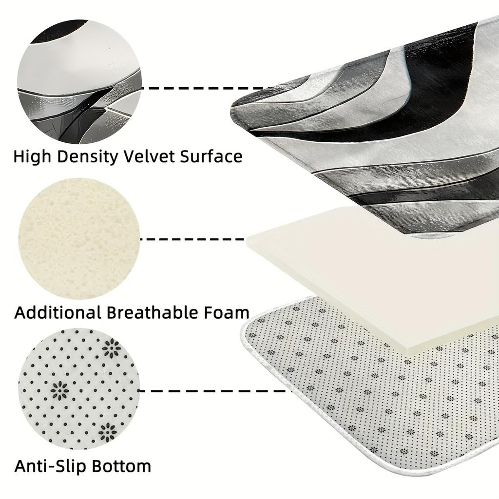 1 st Antitrötthetsmatta för kök, Geometriskt tryck Vattentät Halkfri Tjock Dämpad Köksmatta Kraftig Komfortståmatta för Kök