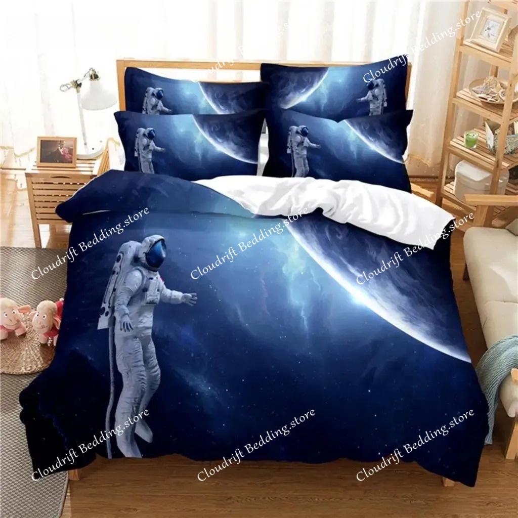 3D Digitaldruck Modedesign Astronaut Bettwäscheset, Queen Size Bettbezugsets