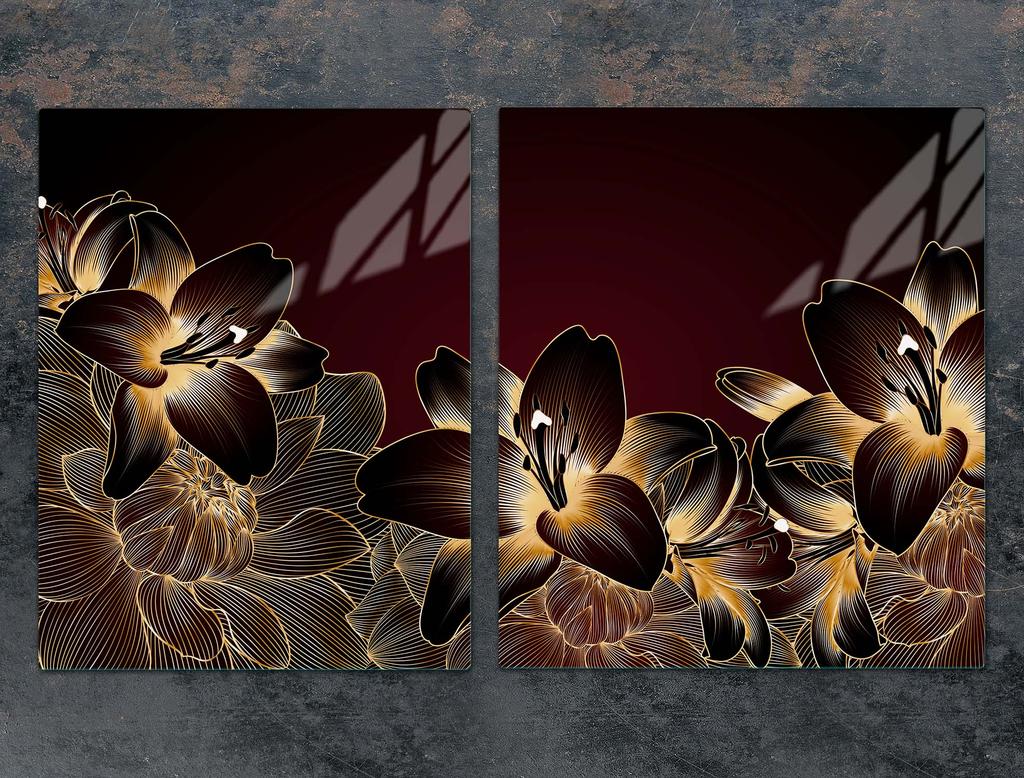 PIANO COTTURA PROTETTIVO IN VETRO 85x52 ORCHIDEA