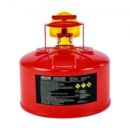 VEVOR Safety Gas Can, 9.5 L Type I Red Safety Can for Gasoline with Stainless Steel Flame Arrester, Self-Closing Lid, and PE Funnel