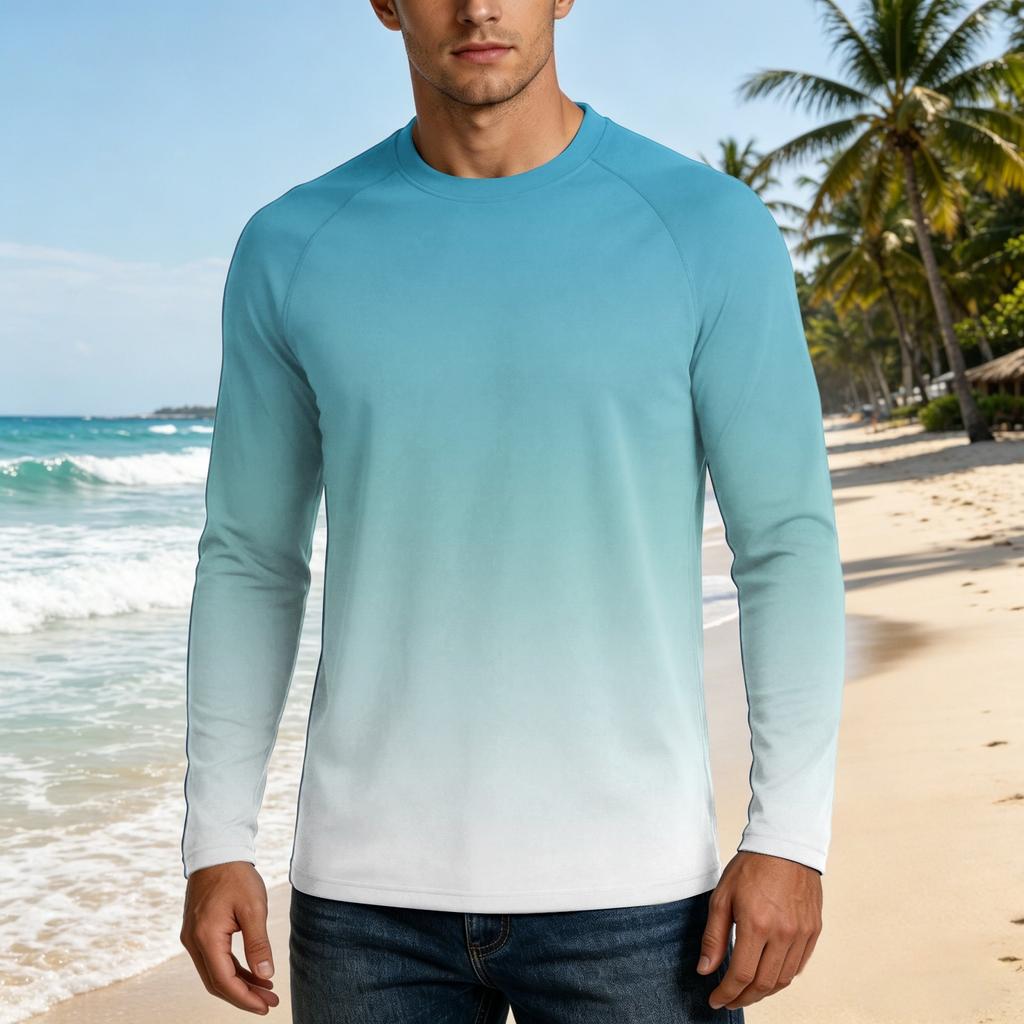 Herren Langarm UPF50+ Sonnenschutzshirt Leicht Atmungsaktiv Schnelltrocknend Outdoor Freizeit Oberteil für Sommeraktivitäten