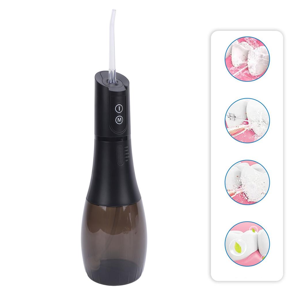 Water Dental Irrigator IPX7 Water Resistant 400 ML Expandable   130psi 5 Mode Water Teeth Cleaning Irrigator with 5 Replacement Nozzles