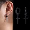 Vnox Simple Cross Dangle Earrings for Men Women Minimalist Stainless Steel Drop Small Hoop Metal Ear Jewelry Anti Allergy