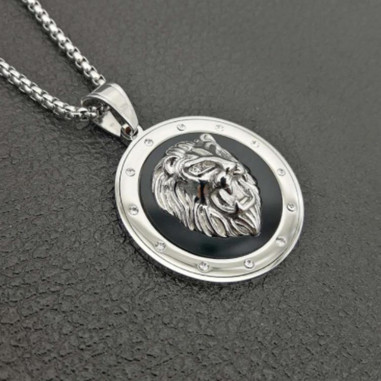 Brand New Hip Hop Punk Necklace Round Lion Head Pendant Fashionable Hip Hop Jewelry