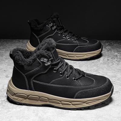 Fashion Warm Men Snow Boots Casual Leather Shoes Men's Winter Boots High-top Male with Fur Outdoor Cotton Shoe for Man Ankle Boots
