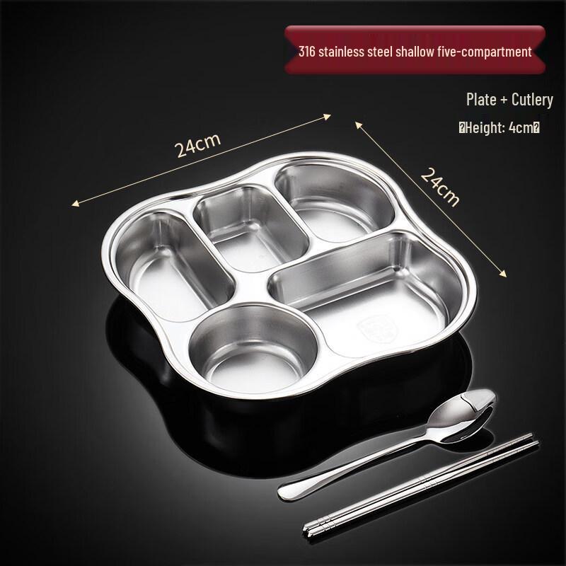 

Food Grade 316 Stainless Steel Divided Meal Plate
