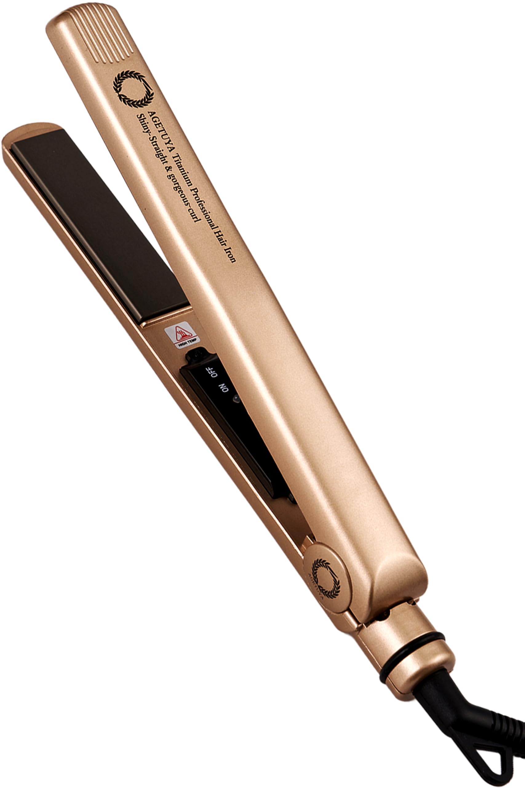 

Agetuya Titanium Straight Hair Iron Pro Pearl Champagne - Reaches 220℃ | Professional Grade, 2-Way, Round Head, Can Also Create Curls, Perfect for Ban
