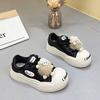 Laughing leather board shoes women's 2025 new big head ugly cute little white shoes versatile platform bread low-top casual shoes