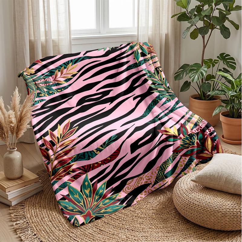 Pink Zebra Jungle Print 1 Theme blanket Lightweight Warm Flannel Blanket Decorative Throw Blanket for Home Decoration