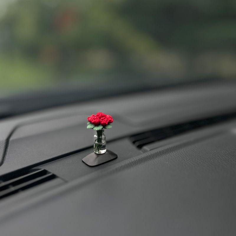 Cute Creative Car Interior Decoration Exquisite Mini Rose Vase Auto Center Console Decoration Ornaments Accessories Gifts
