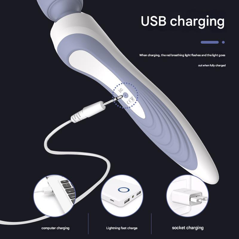 High Frequency Vibration Massage Stick 11 Modes Deep Tissue Rechargeable USB Fast Charge IPX7 Waterproof Portable Silicone Heads