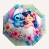 Lilo a Stitch Automatický Otevírací a Zavírací Deštník 8 Žeber Větruodolný Přenosný Skládací Deštník, Vhodný pro Volný Čas a Obchodní Výlety, pro G