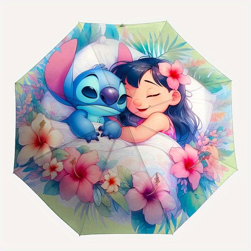 Lilo a Stitch Automatický Otevírací a Zavírací Deštník 8 Žeber Větruodolný Přenosný Skládací Deštník, Vhodný pro Volný Čas a Obchodní Výlety, pro G