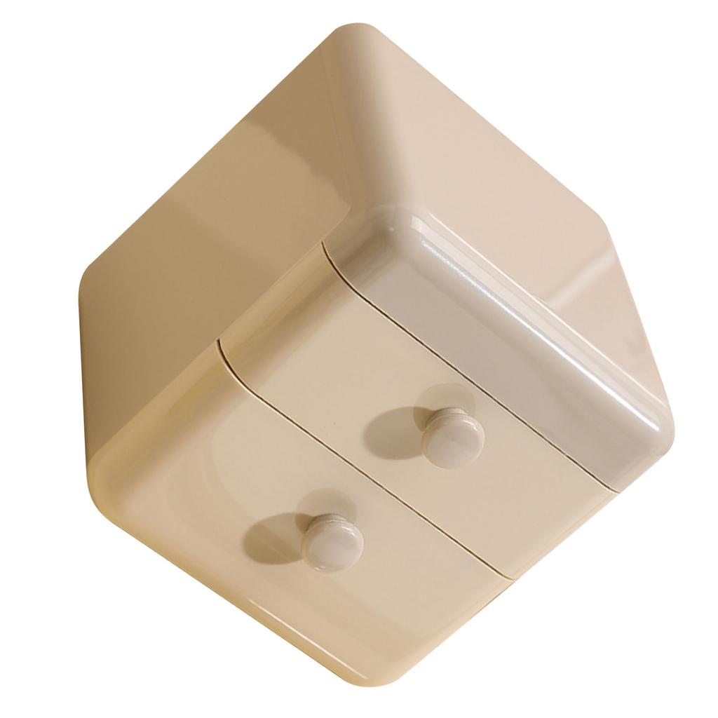 Desk Storage Box with 2 Drawers and   Lid Plastic Cute     Desktop Jewelry Stationary   for Home Dorm