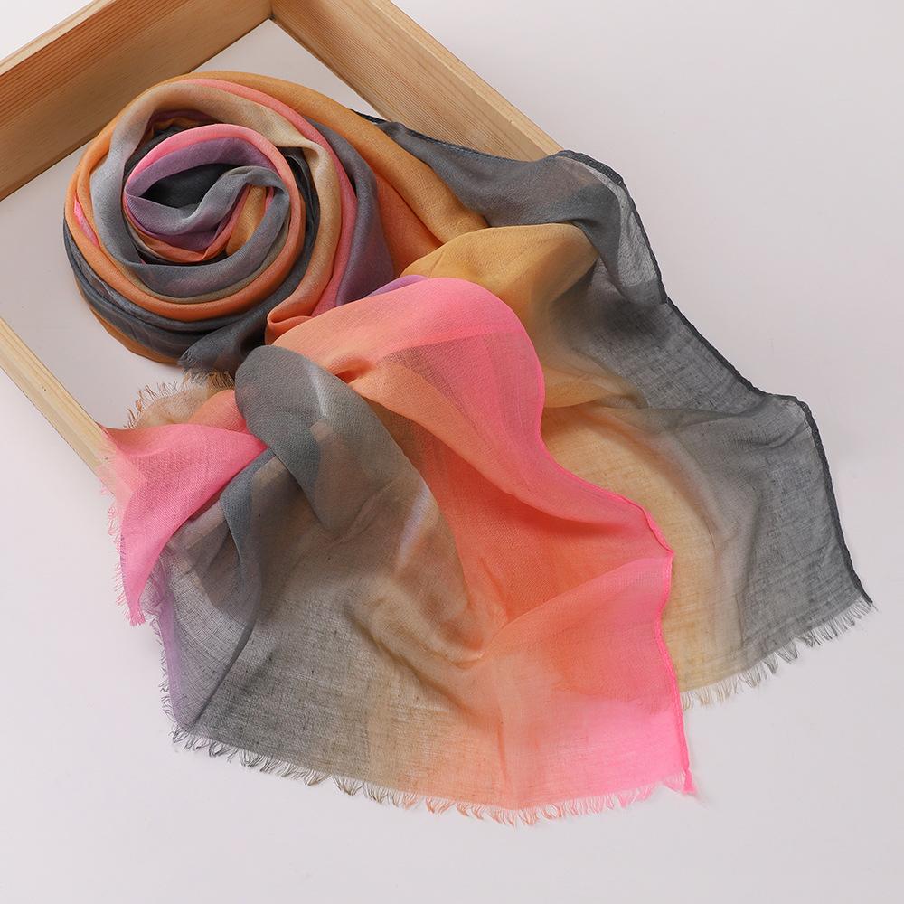 New Gradual Change Color Splicing, Casual Women's Hand-painted Scarf, Head Scarf, Headscarf