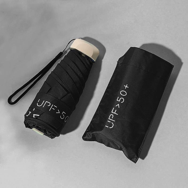 New Macaron Color Five-Fold Ultra-Light Sun Protection Compact Mini Umbrella with Buckle Handle
