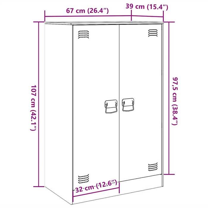 VidaXL Buffet White 67x39x107 Cm Steel, Cabinet, Sideboard, Storage Cabinet, Cabinets, Cupboard, Highboard, 841666