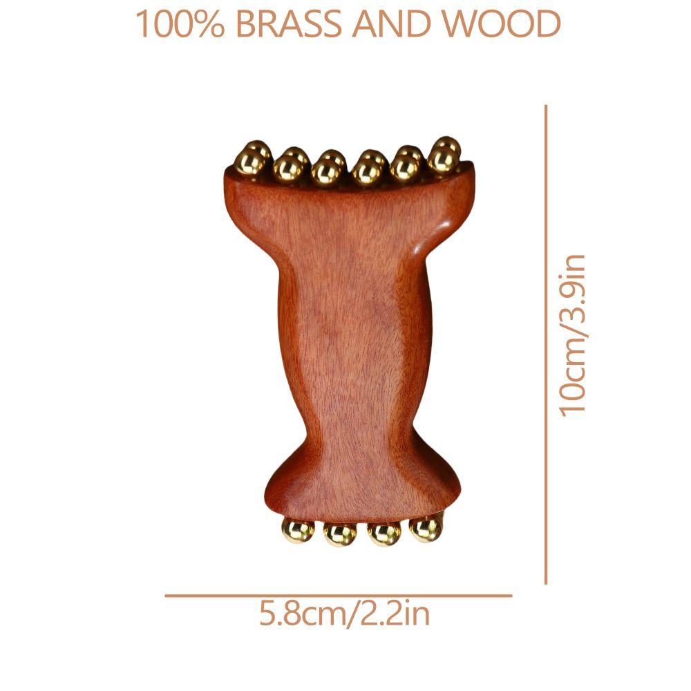 Brass Facial Massage Roller 20-Bead Sandalwood Facial Fascia Lifting Tool Facial Massager