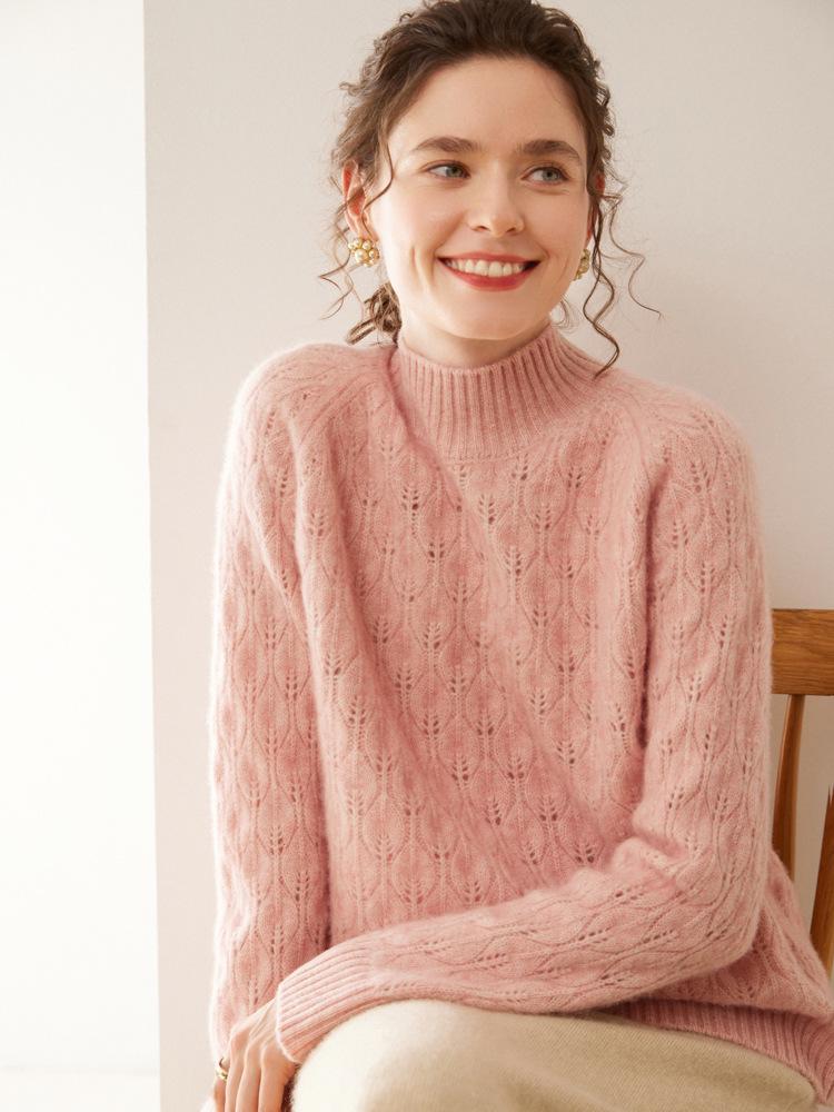 Women's Cloud-Like Cashmere Half-High Neck Sweater - Autumn/Winter Thick Loose Base Layer