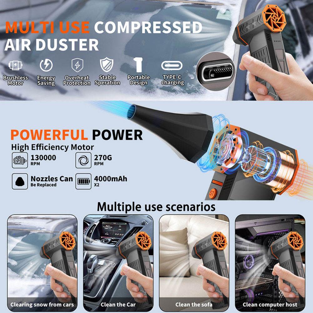 Adjustable Turbo Blower High-Speed Brushless 990000RPM Snow Blower Electric Air Duster Upgrade Cordless Handheld Turbo Fan