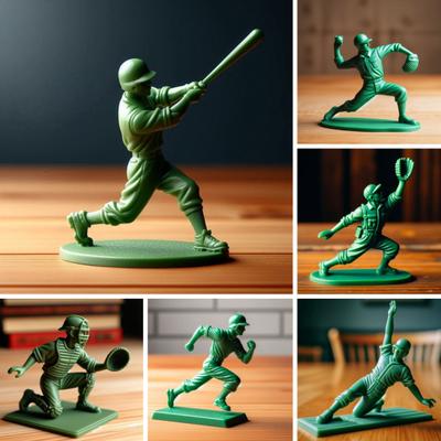 Green Baseball Player Figurine Pitcher Catcher Fielder Baseball Soldier Statue Sculpture Model