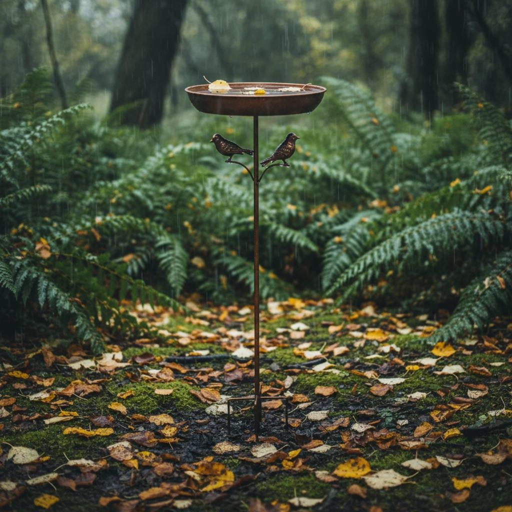 Metal Bird Bath Stake Iron Art Vintage Design for Yard, Patio
