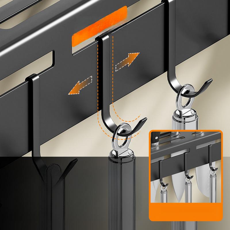 Stainless Steel Knife Holder No-Drill Wall-Mounted Kitchen Rack Multi-Functional Chopsticks and Knife Storage Rack