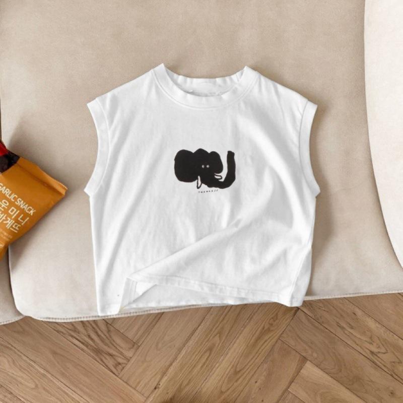 Kids Summer Sleeveless Vest White Thin Cotton Tank Top Unisex Baby Casual Shirt Breathable Outerwear 80