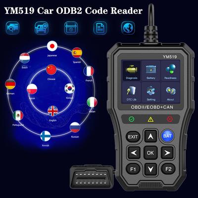 Multi-language Fault Code Scanner YM519 Check Engine System Code Reader OBD2 Code Reader Car Diagnostic Tool Battery Tester