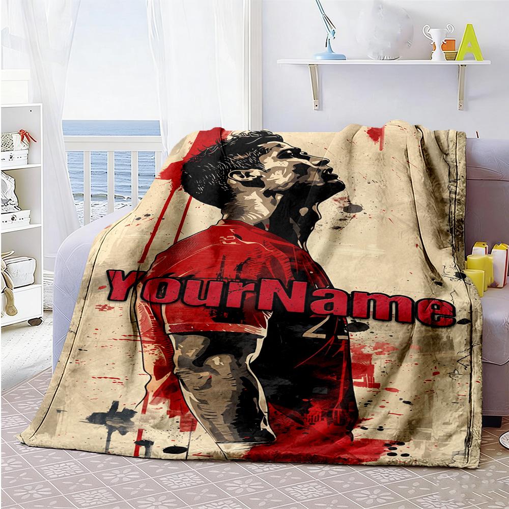 Cristiano Ronaldo Personalized Text Blanket Lightweight Personalized Blanket Warmthful Decor Suitable for Bedding Home Decor Picnics Nap