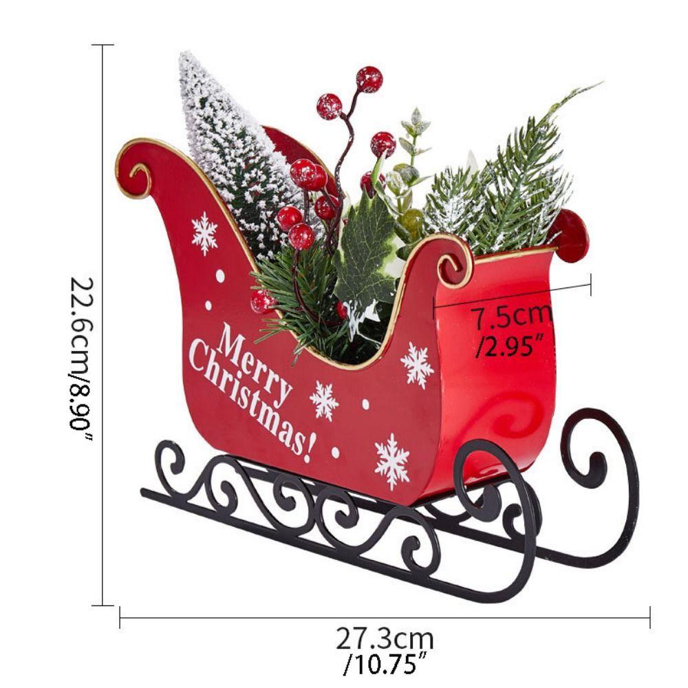 Durable Christmas Sleigh Ornament Reusable Santa Claus Sled Figurine Sleigh Car Ornament  Wedding