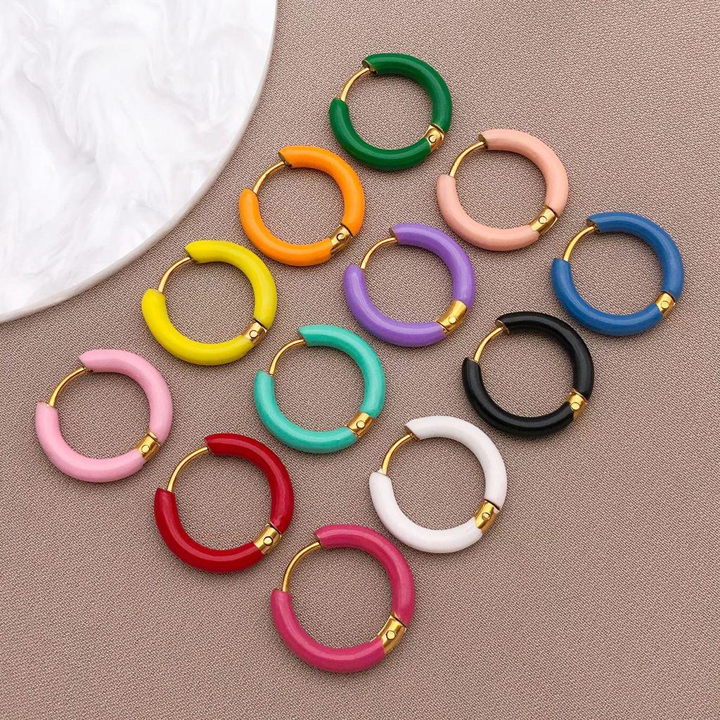 European Style Enamel Circle Earrings: High-End Versatile Women's Ear Jewelry
