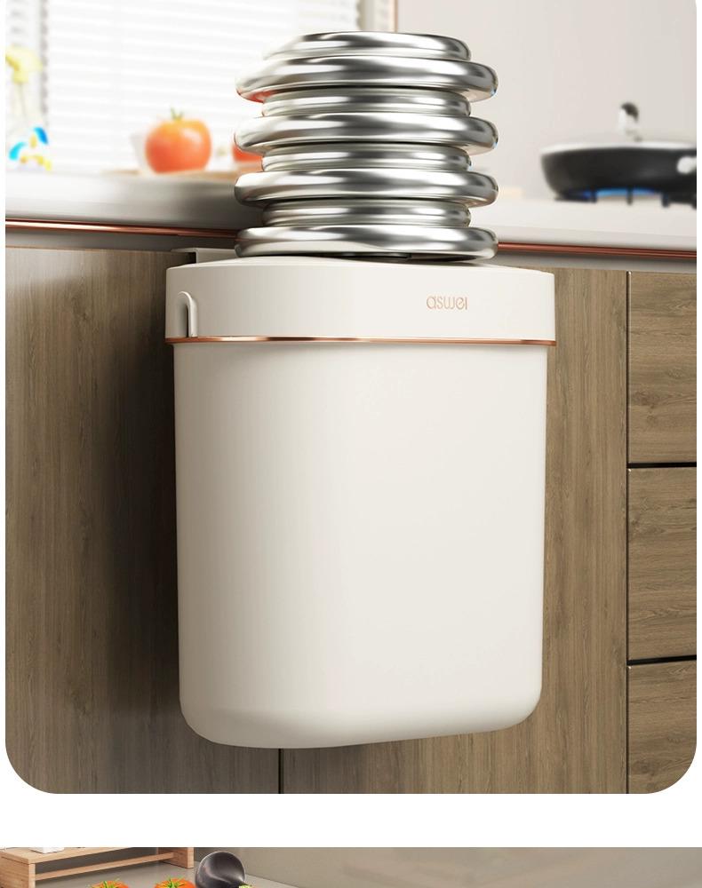 Wall-Mounted Kitchen & Bathroom Trash Can with Lid - Slim Waste Basket for Tight Spaces