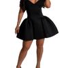 European & American Women's Sexy V-Neck Puff Sleeve Party Dress - Summer Nightclub Style