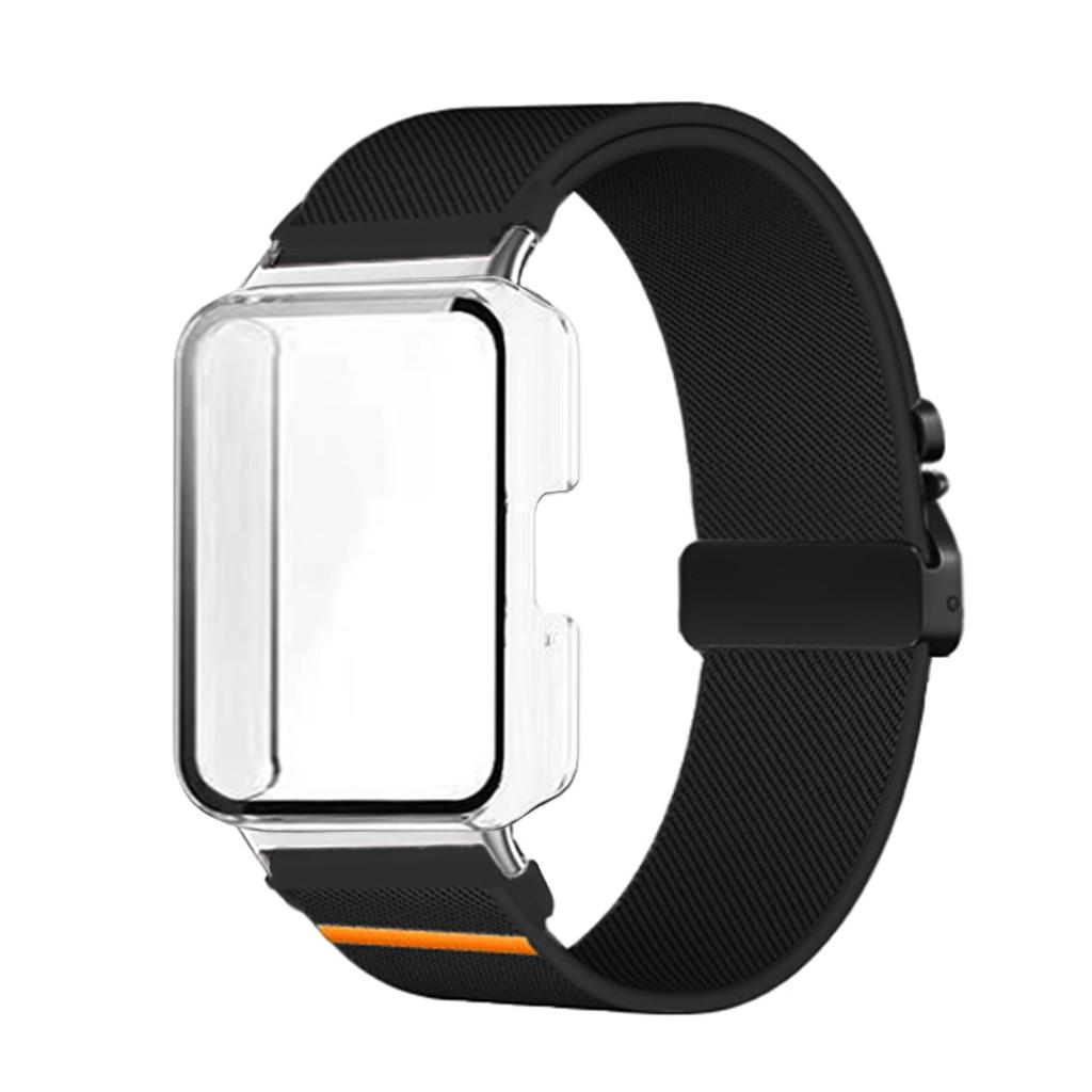 Nylon Band+Full Cover Case For Samsung Galaxy Watch Fit 3 Parachute Buckle Sport Braided Strap Full Cover Bumper Shell For Fit 3