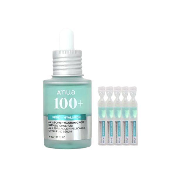 

Anua PDRN Hyaluronic Acid Capsule 100 Serum Hydrating Skin Repair Ampoule Set 30ml + 1ml x5