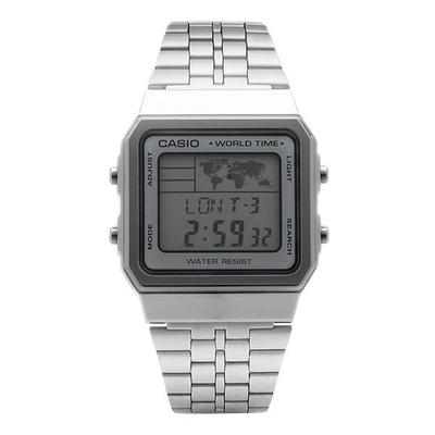 A500WA-7DF (A500WA-7) Montre en métal unisexe Digital Square Vintage Retro World Time