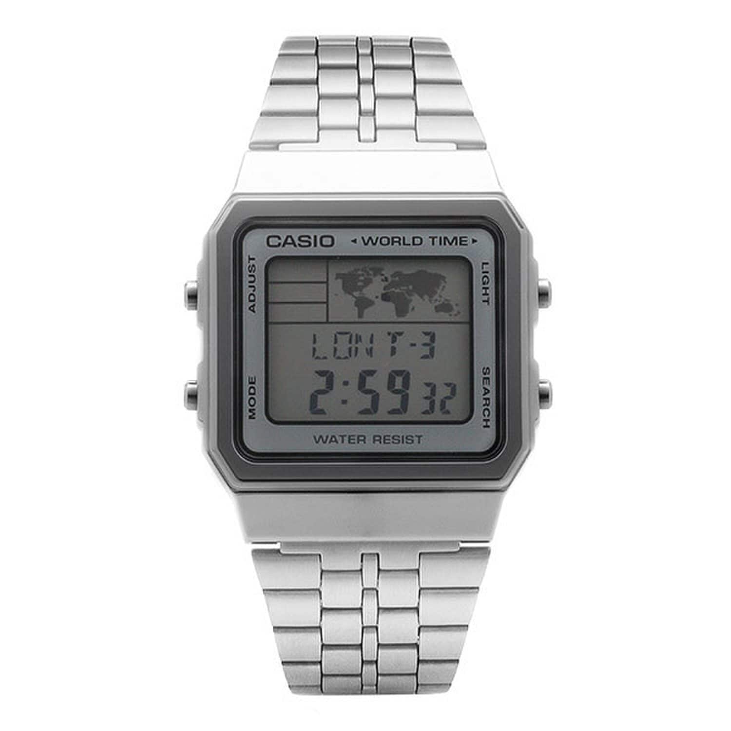 [Casio] A500WA-7DF (А500ВА-7) Цифровые квадратные винтажные ретро мировое время унисекс металлические часы