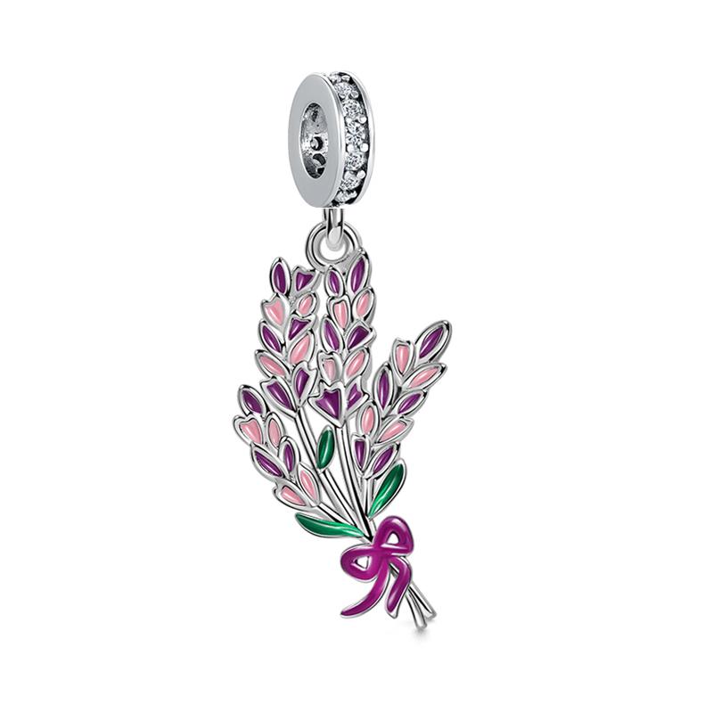 Doe-het-zelf Dames Sieraden Cadeaus Roze Paarse Serie Charms Glinsterende Oneindigheid Harten & Sterren Lavendel Bloemen Kralen Passend op Originele Armband