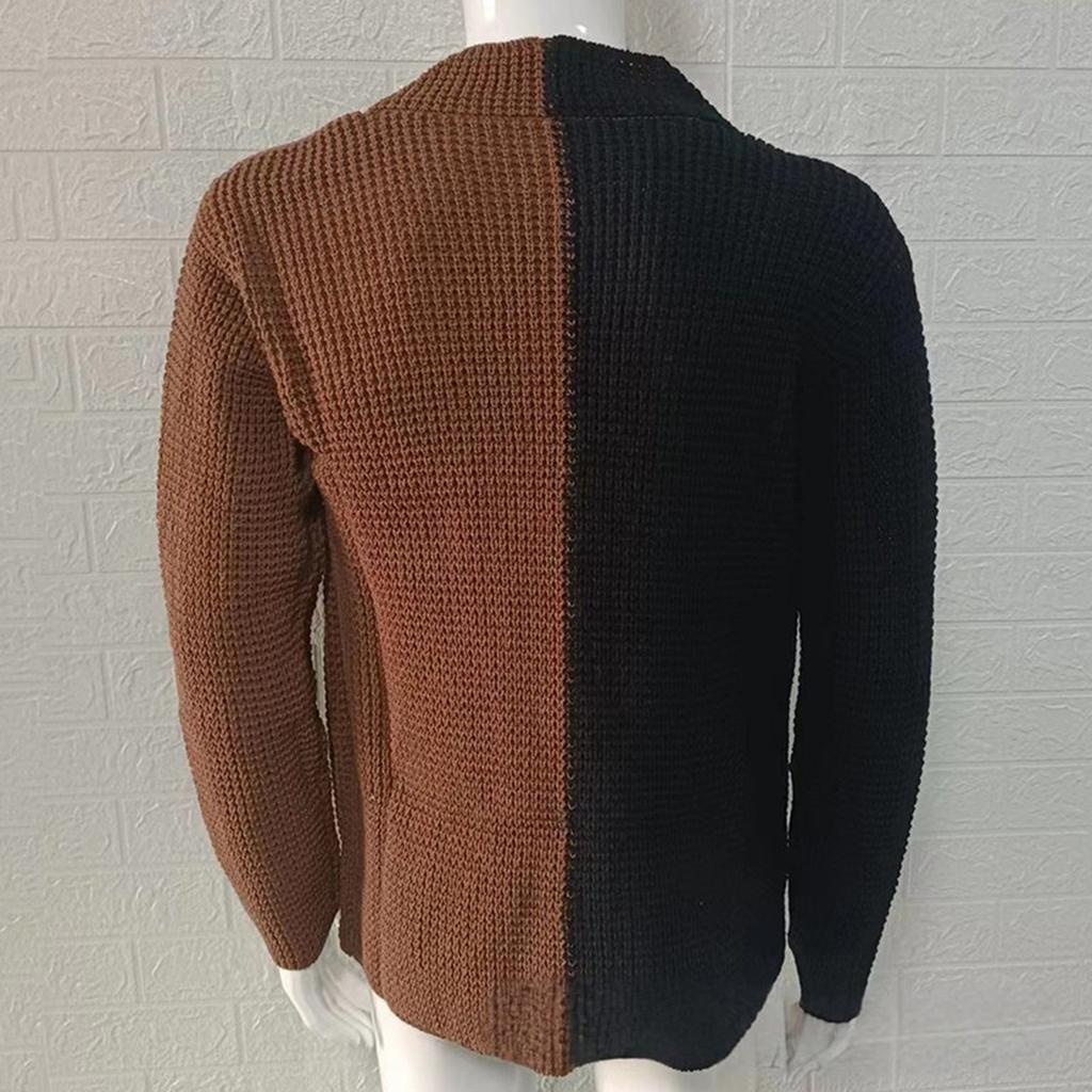 Herre Cardigan Fargeblokkert Slim-Fit Ståkrage Langermet Strikket Yttertøy