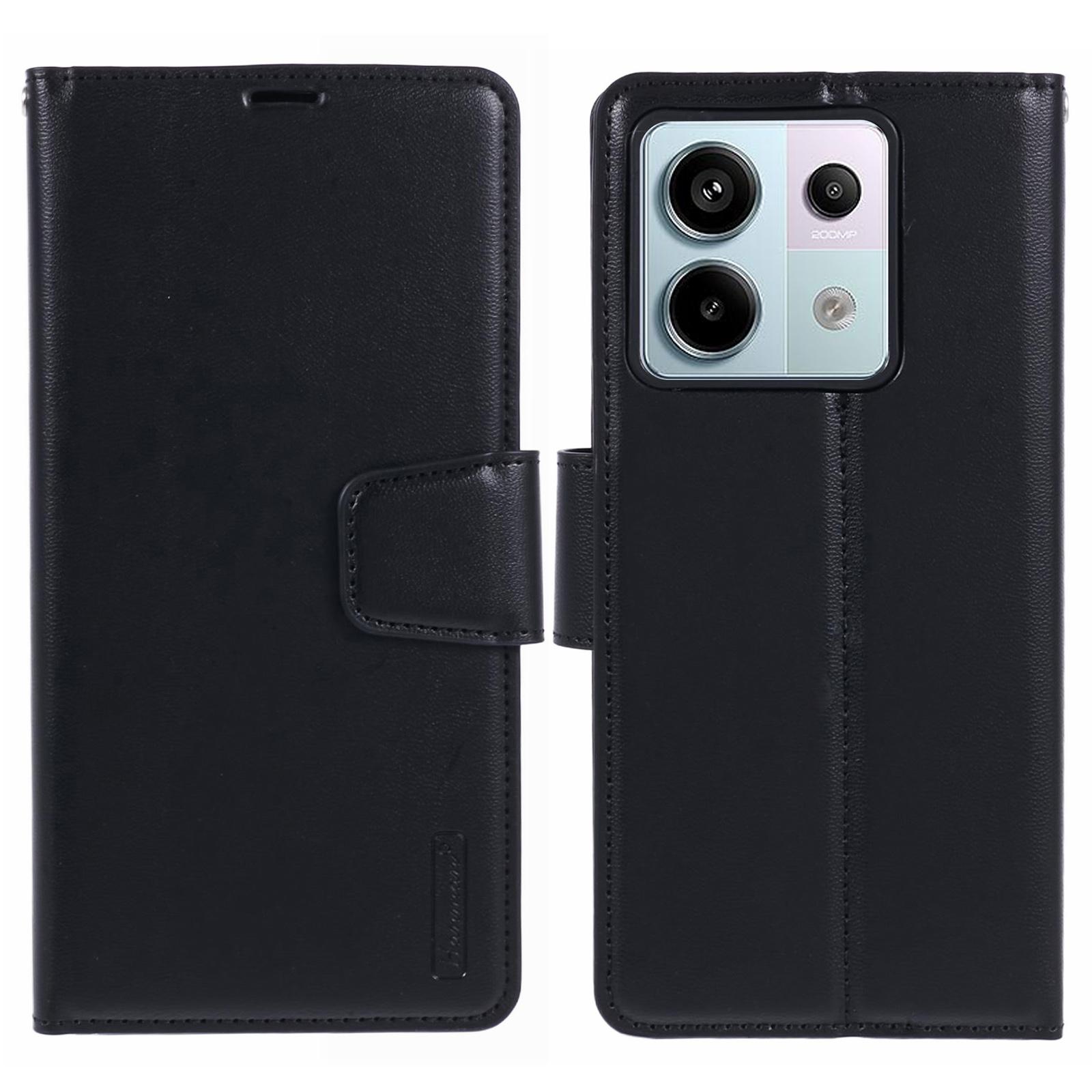 

HANMAN Серия Mill для Xiaomi Redmi Note 13 Pro 5G/Poco X6 5G Чехол PU кожаный чехол для телефона кошелек Black