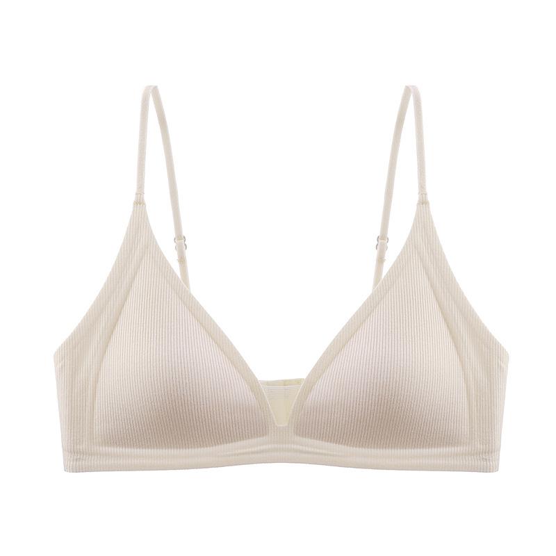French Deep V Triangle Cup Nude Seamless Thin Threaded Underwear Small Chest Gathered Without Steel Ring Beautiful Back Bra