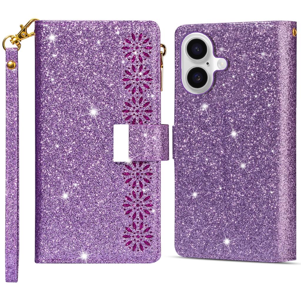 For iPhone 16 Plus Case Starry Sky Carving Leather Wallet Phone Cover