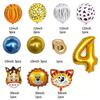 0-9 Years Old Birthday Party Balloon Set Children Tiger Lion Donkey Animal Aluminum Foil Balloons Jungle Theme Ballon Decoration