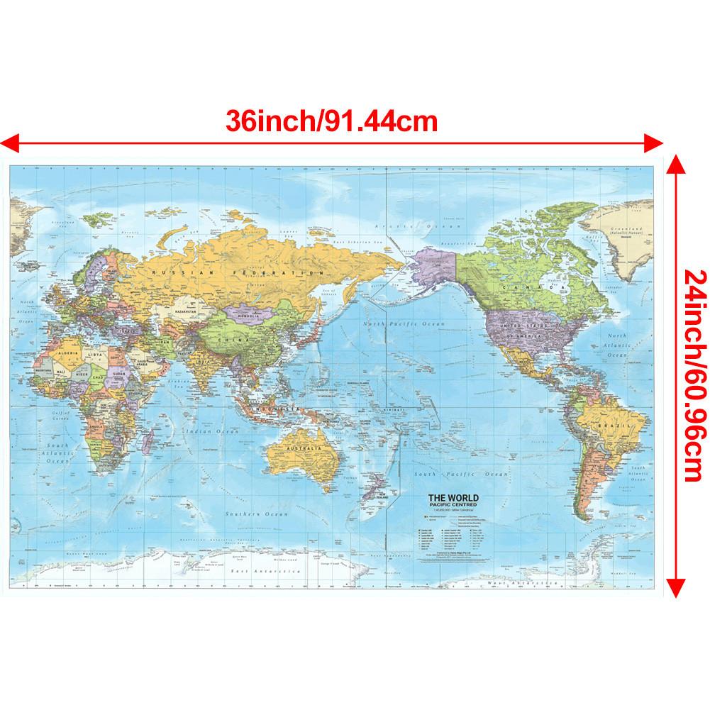 Polyester,Englische Karte-Weltkarte Politische Verteilung 2012 Jahr Wandhängendes Poster Dekor Reise-/Bildungsmaterialien