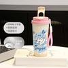 Cartoon puppy thermos cup male and female students cute couple straw large capacity sports coffee cup portable car cup