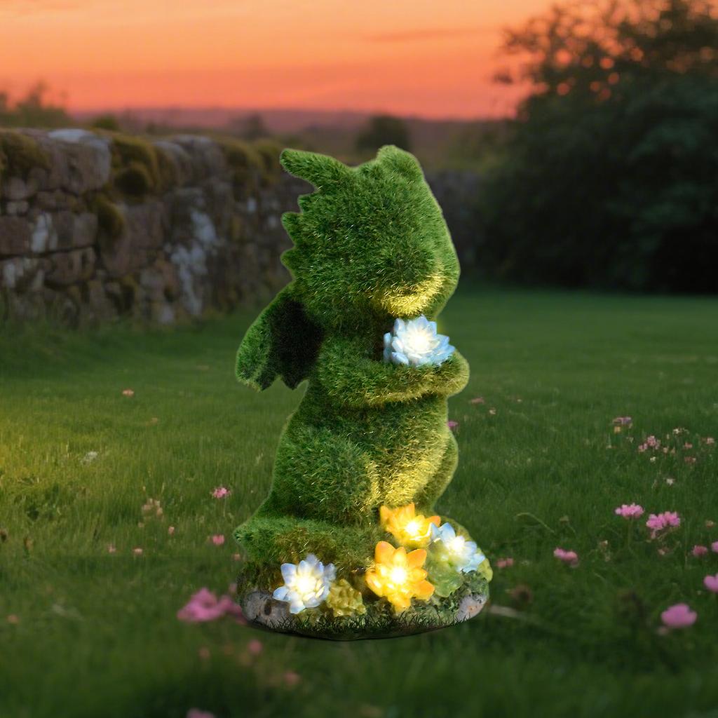 JYL TS/085,Garden Creative Flocked Dragon Solar Outdoor Light Animal Statue for Balcony Home Decor Lamp
