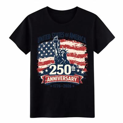 Unisex USA 250th Anniversary Patriotic T-Shirt 1776-2026 Statue of Liberty Tee